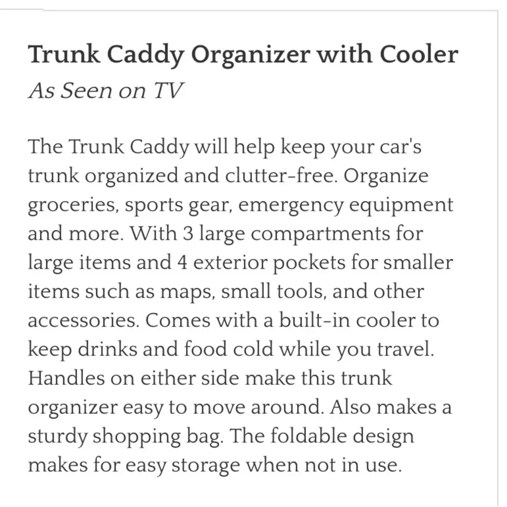 American Direct trunk caddy